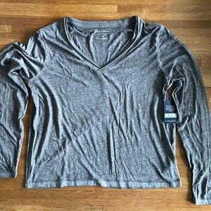 Lucky Brand Gray Fitted Long Sleeve T-Shirt